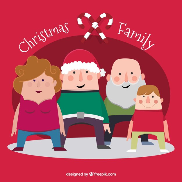 Geïllustreerde Kerstmisfamilie