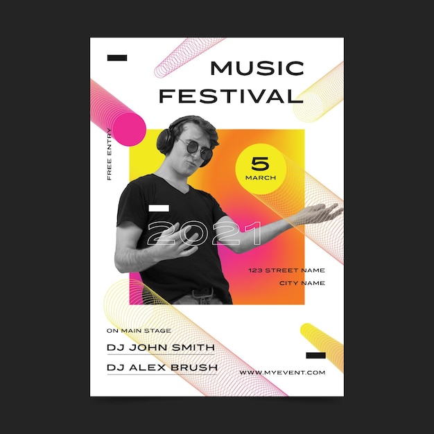 Geïllustreerde muziekfestival poster sjabloon