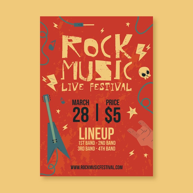 Gratis vector geïllustreerde muziekfestival poster sjabloon