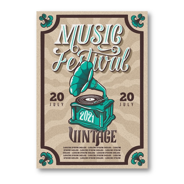 Geïllustreerde muziekfestival poster sjabloon