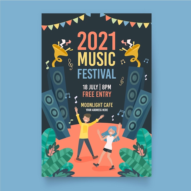 Geïllustreerde muziekfestivalaffiche