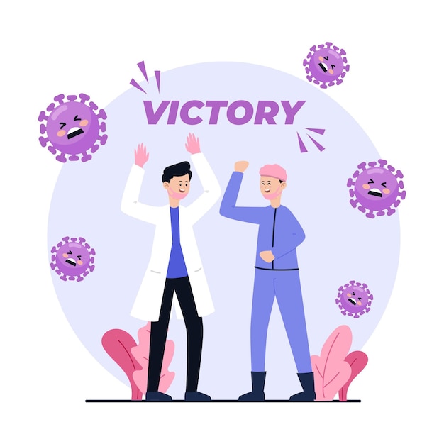 Geïllustreerde overwinning op coronavirus