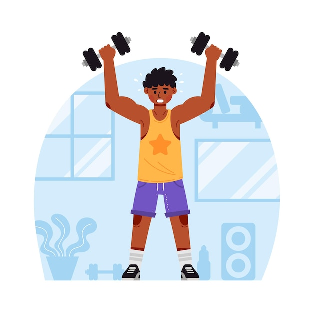 Gratis vector geïllustreerde platte dansfitness thuis