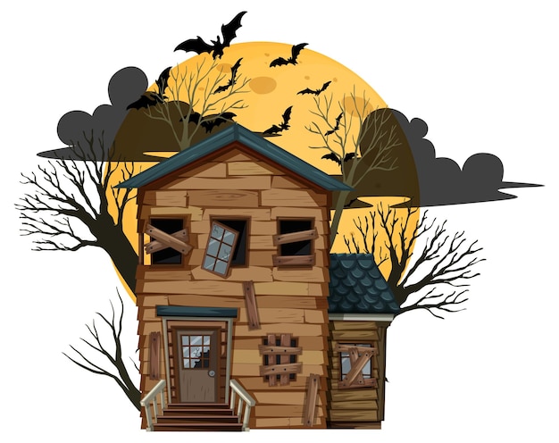 Gratis vector geïsoleerd halloween verlaten huis