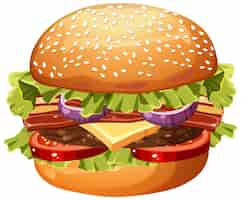 Gratis vector geïsoleerd heerlijk hamburgerbeeldverhaal