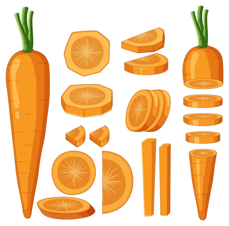 Gratis Vector geïsoleerd oranje wortelbeeldverhaal