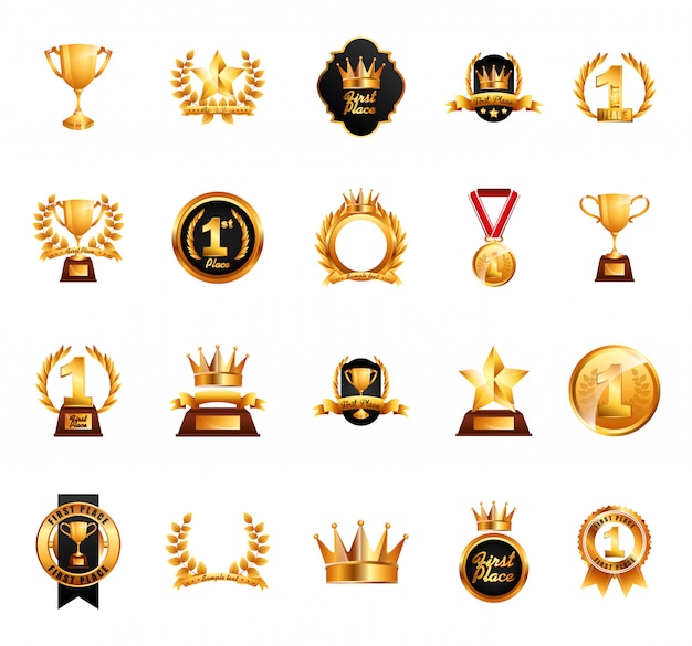 Gratis vector geïsoleerde awards icon set