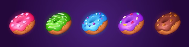 Gratis vector geïsoleerde donut voedsel spel pictogram vectorillustratie