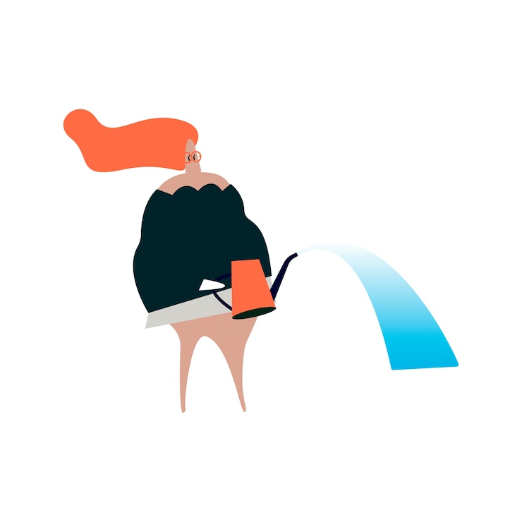 Gratis Vector geïsoleerde het tuinieren vrouw het water geven illustratie