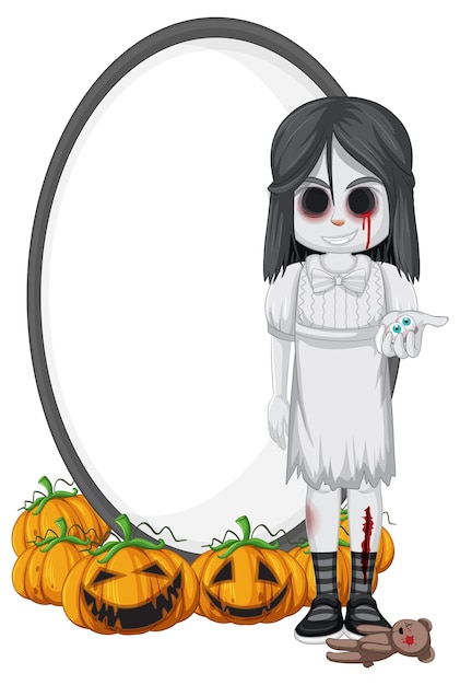 Gratis vector geïsoleerde houten banner met spook