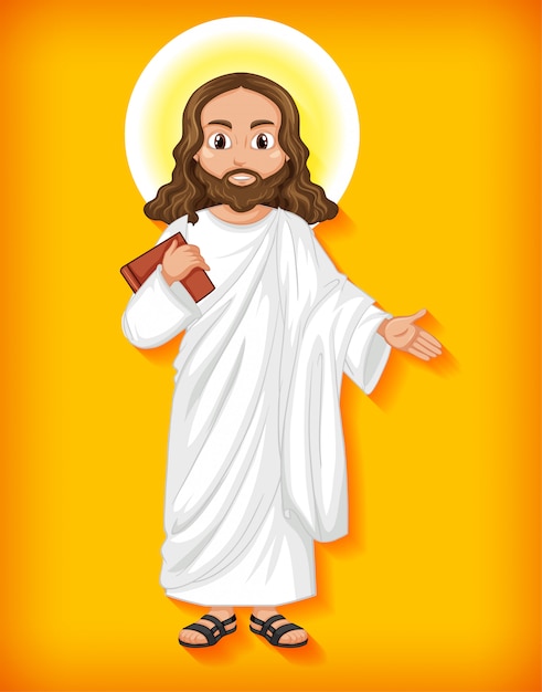 Gratis vector geïsoleerde jezus stripfiguur