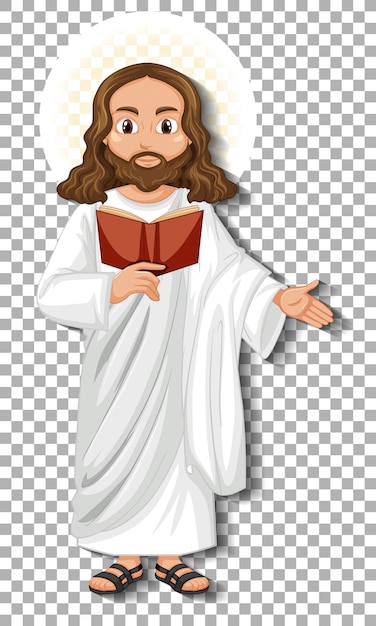 Gratis vector geïsoleerde jezus stripfiguur