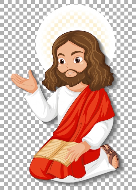 Gratis vector geïsoleerde jezus stripfiguur