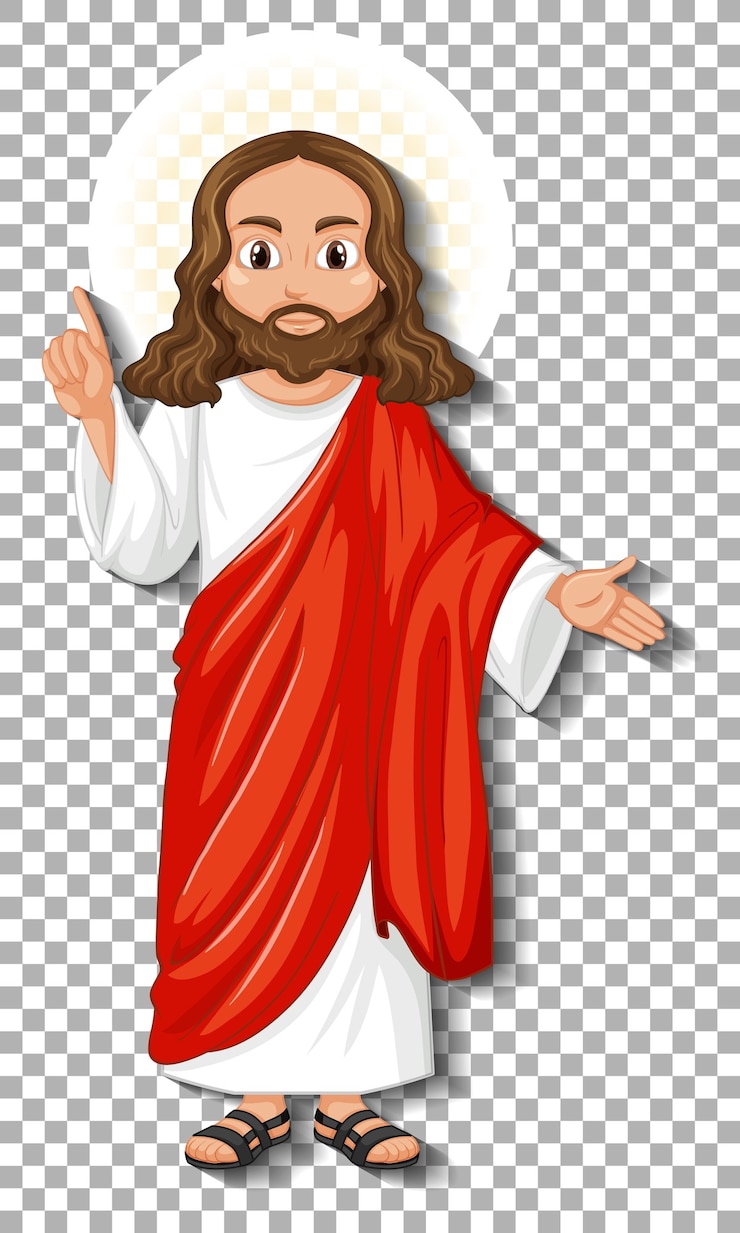 Gratis Vector geïsoleerde jezus stripfiguur
