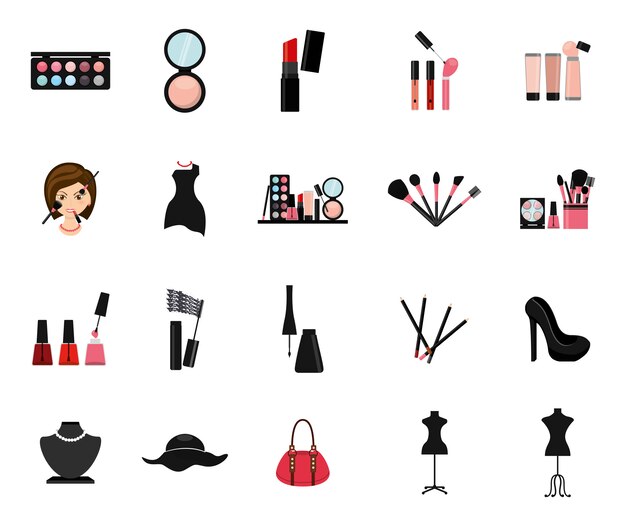 Geïsoleerde make-up icon set