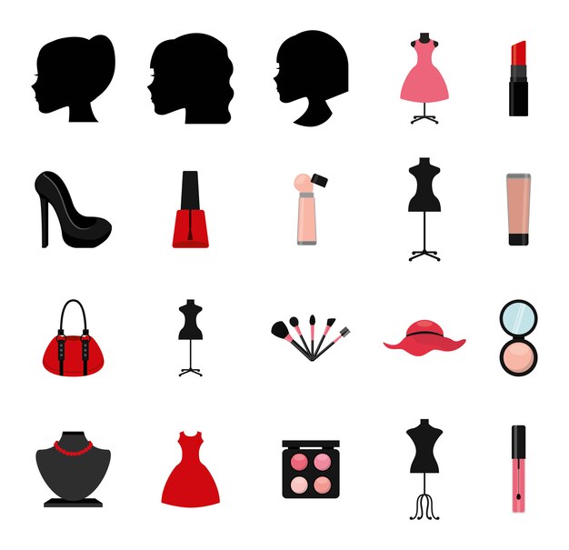 Geïsoleerde make-up icon set