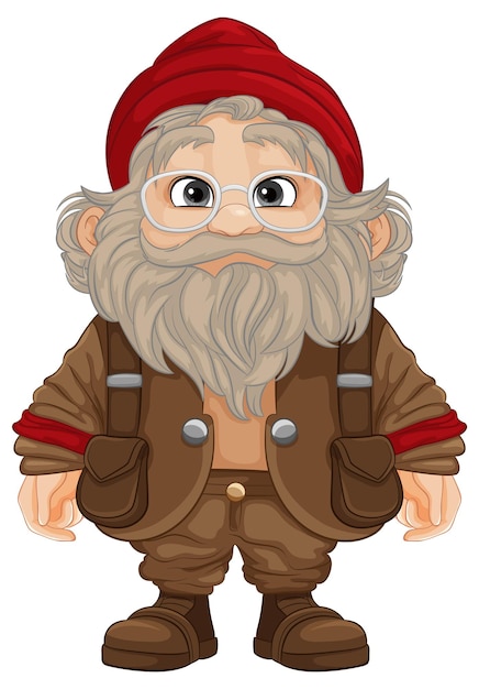 Gratis vector geïsoleerde oudere grootvader in country man cartoon