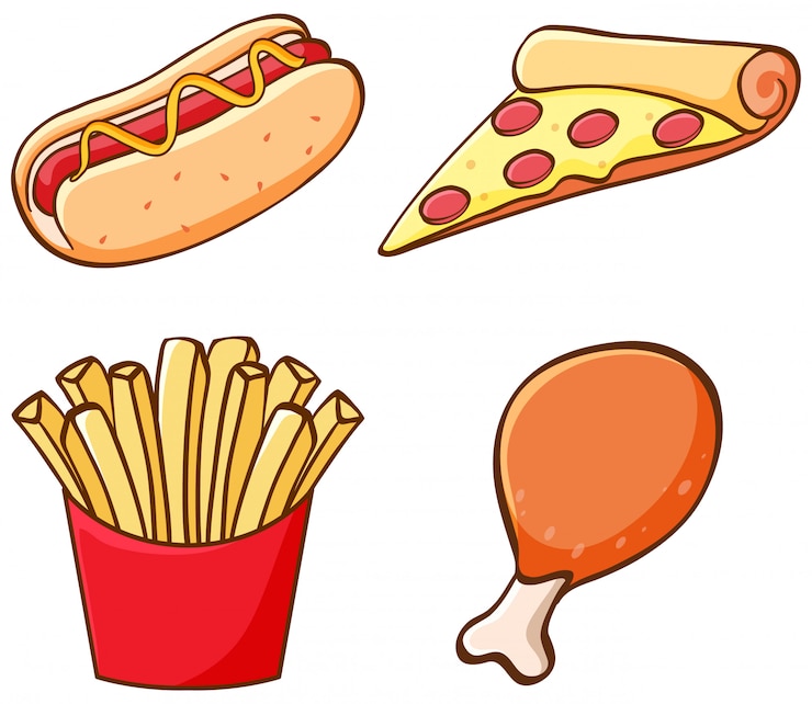 Gratis Vector geïsoleerde set fastfood