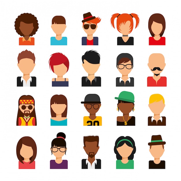 Gratis vector geïsoleerde sociale media avatars icon set