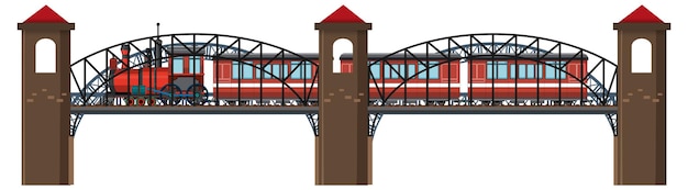 Gratis vector geïsoleerde stoomlocomotief op brug