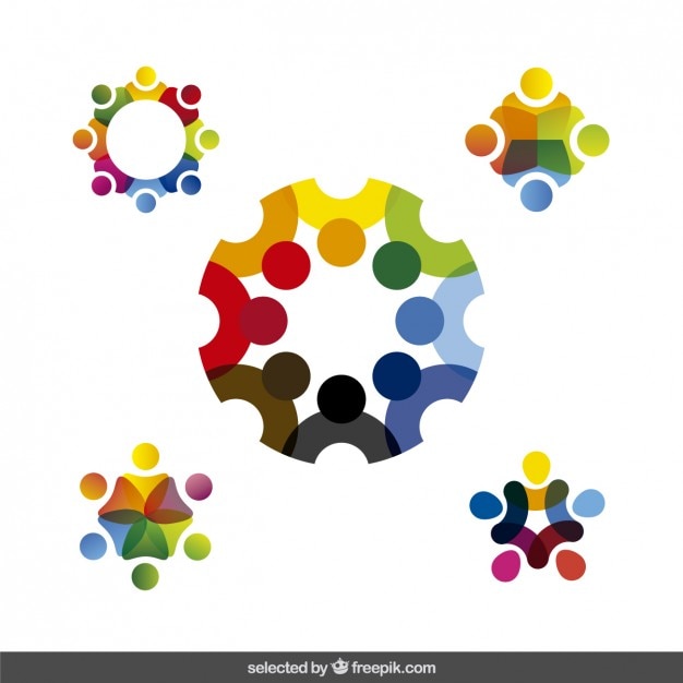 Gratis vector gekleurde abstracte emblemen