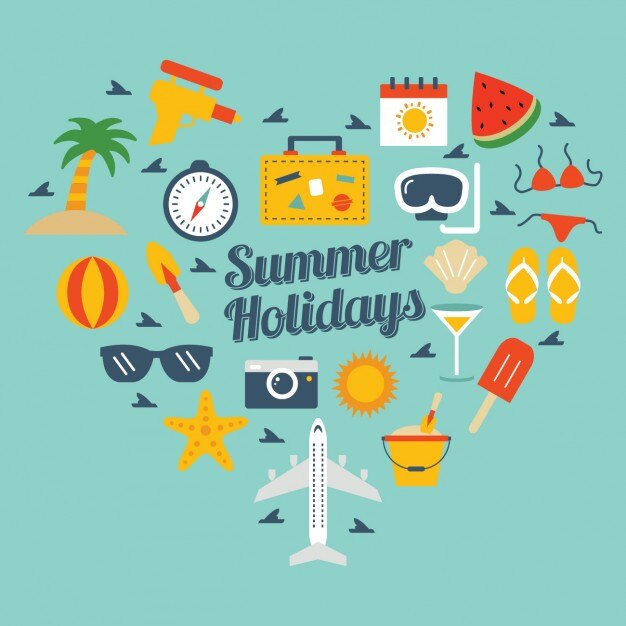 Gratis Vector gekleurde achtergrond met de zomer elementen