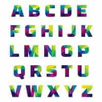 Gratis vector gekleurde alfabet gemaakt van veelhoekige vormen
