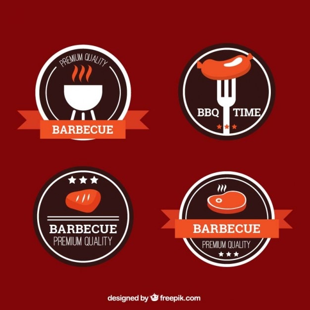 Gratis vector gekleurde barbecue badges