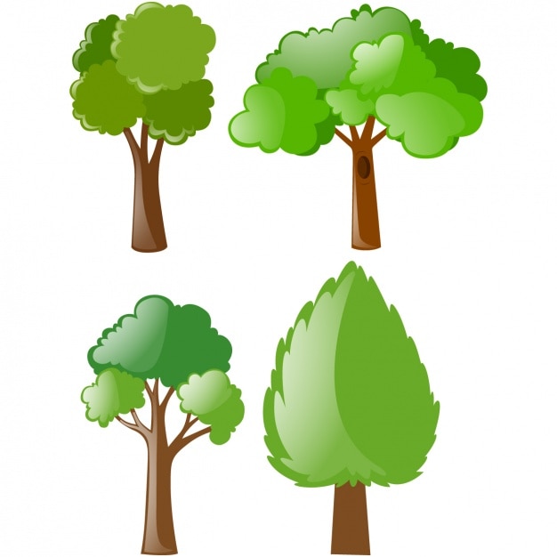 Gratis vector gekleurde bomen collectie