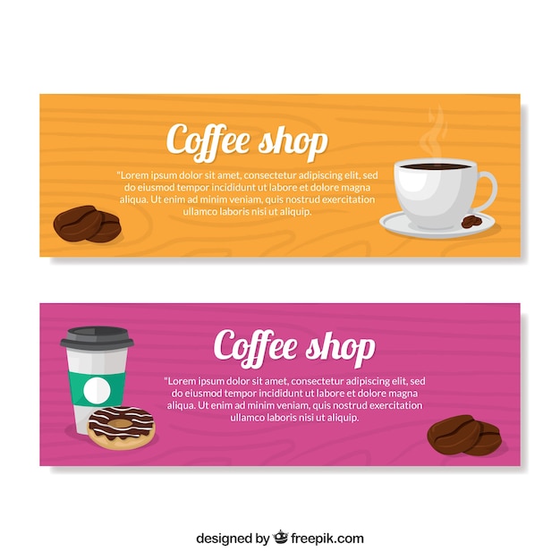 Gratis vector gekleurde cafe banners