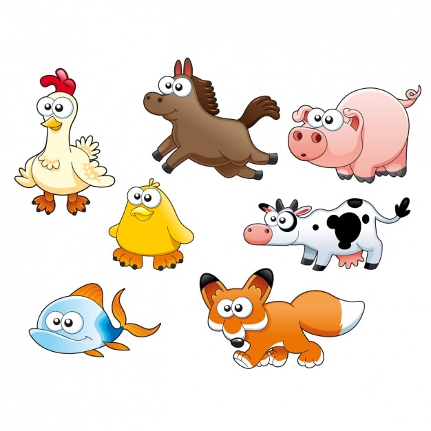 Gratis vector gekleurde dieren collectie