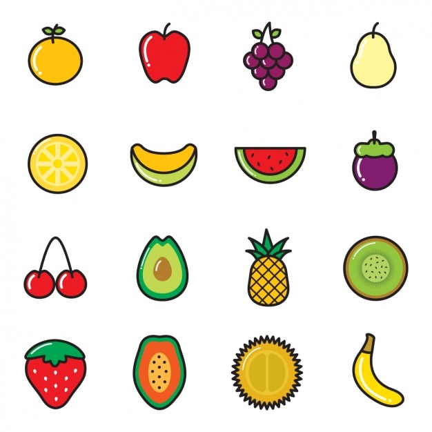 Gratis vector gekleurde fruit iconen