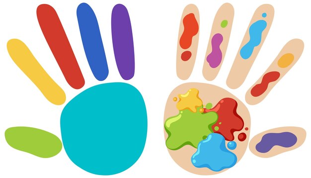 Gekleurde hand op witte achtergrond