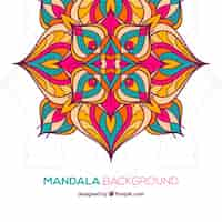 Gratis vector gekleurde handgetekende mandala achtergrond