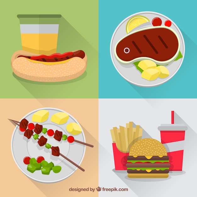 Gratis vector gekleurde heerlijk eten