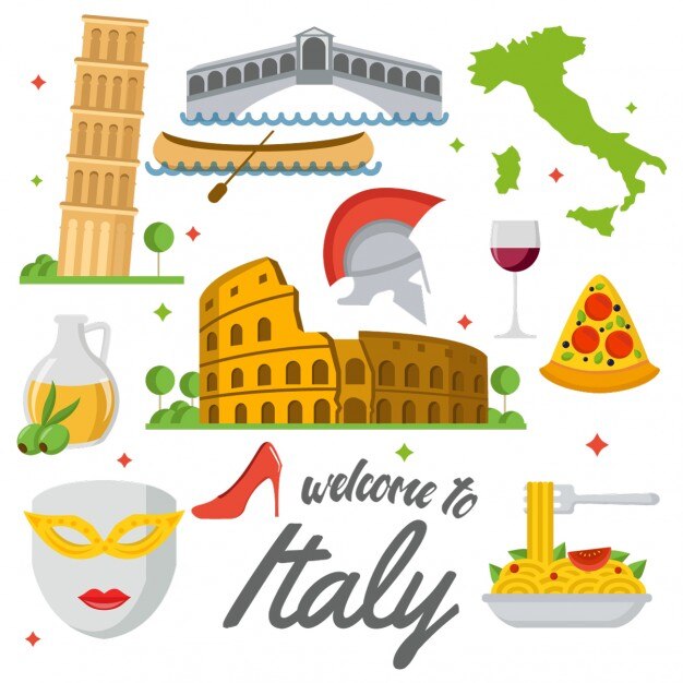 Gratis Vector gekleurde italië elementen