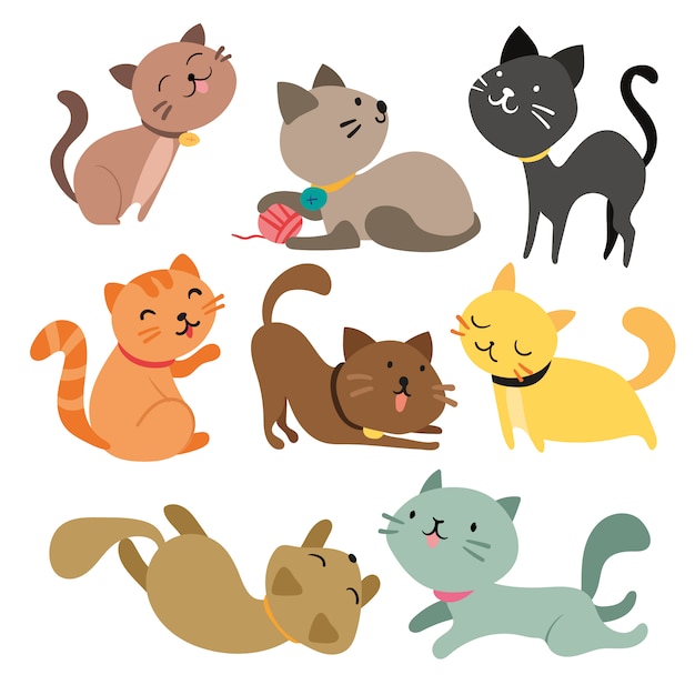 Gekleurde katten collectie