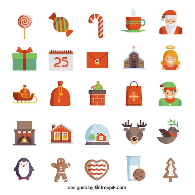 Gekleurde kerst iconen collectie