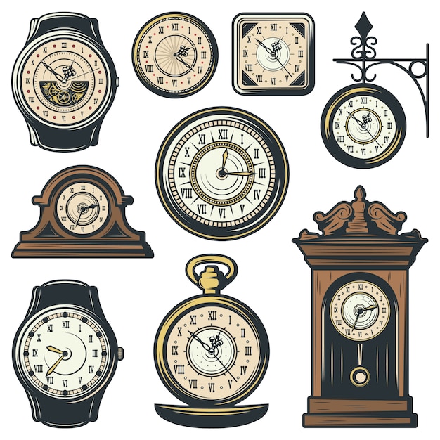 Gekleurde klassieke horloges collectie