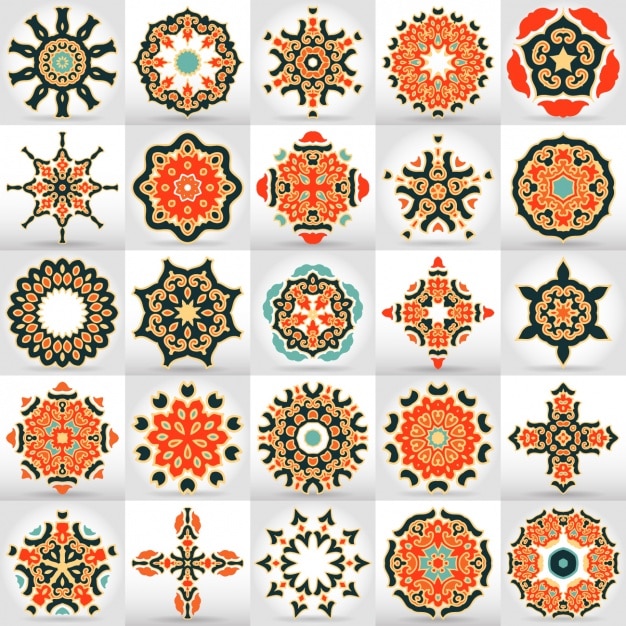 Gratis vector gekleurde mandala's verzameling