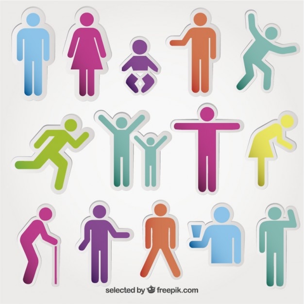 Gratis Vector gekleurde mensen pictogrammen
