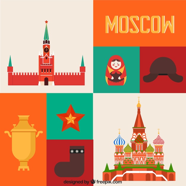 Gratis vector gekleurde moskou elementen