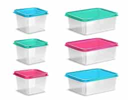 Gratis vector gekleurde plastic voedselcontainers