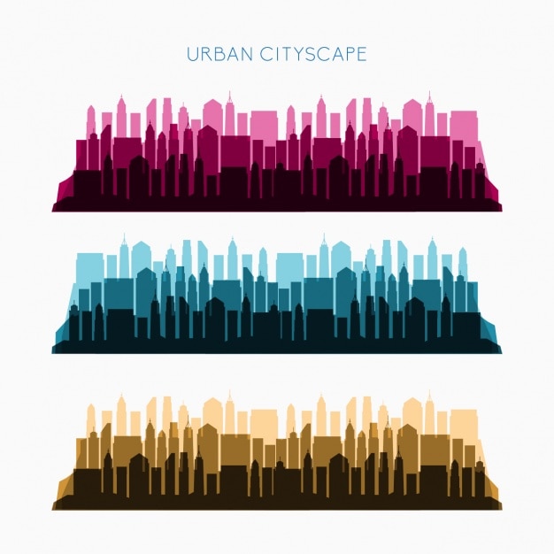 Gratis vector gekleurde skyline ontwerp