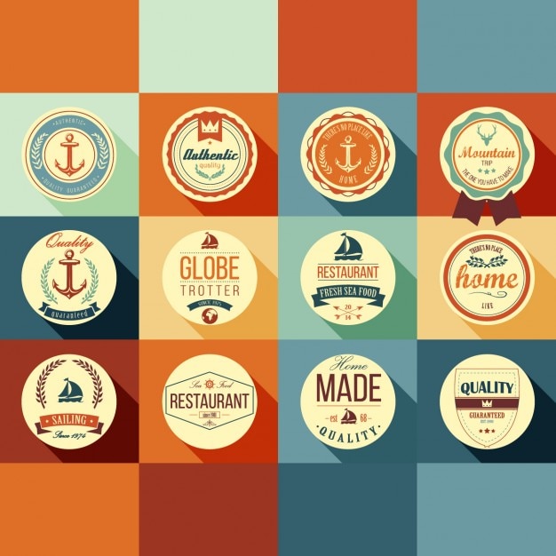 Gratis vector gekleurde vintage labels collectie