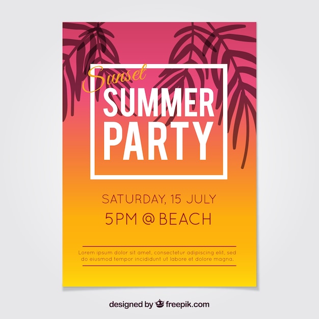 Gratis vector gekleurde zomerfeestbrochure