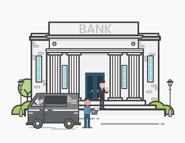 Gratis vector geldafgifte in een bank