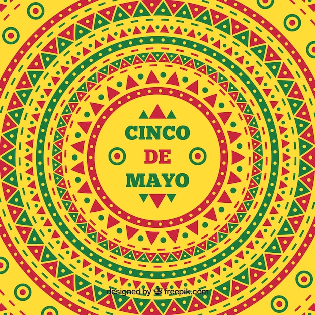 Gele achtergrond met geometrische vormen voor cinco de mayo