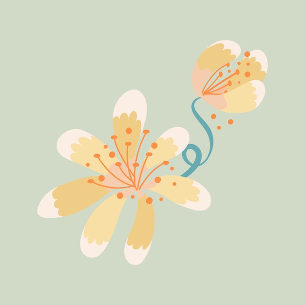 Gele bloem, lente clipart vectorillustratie