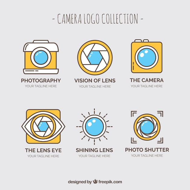 Gratis vector gele camera logo collectie